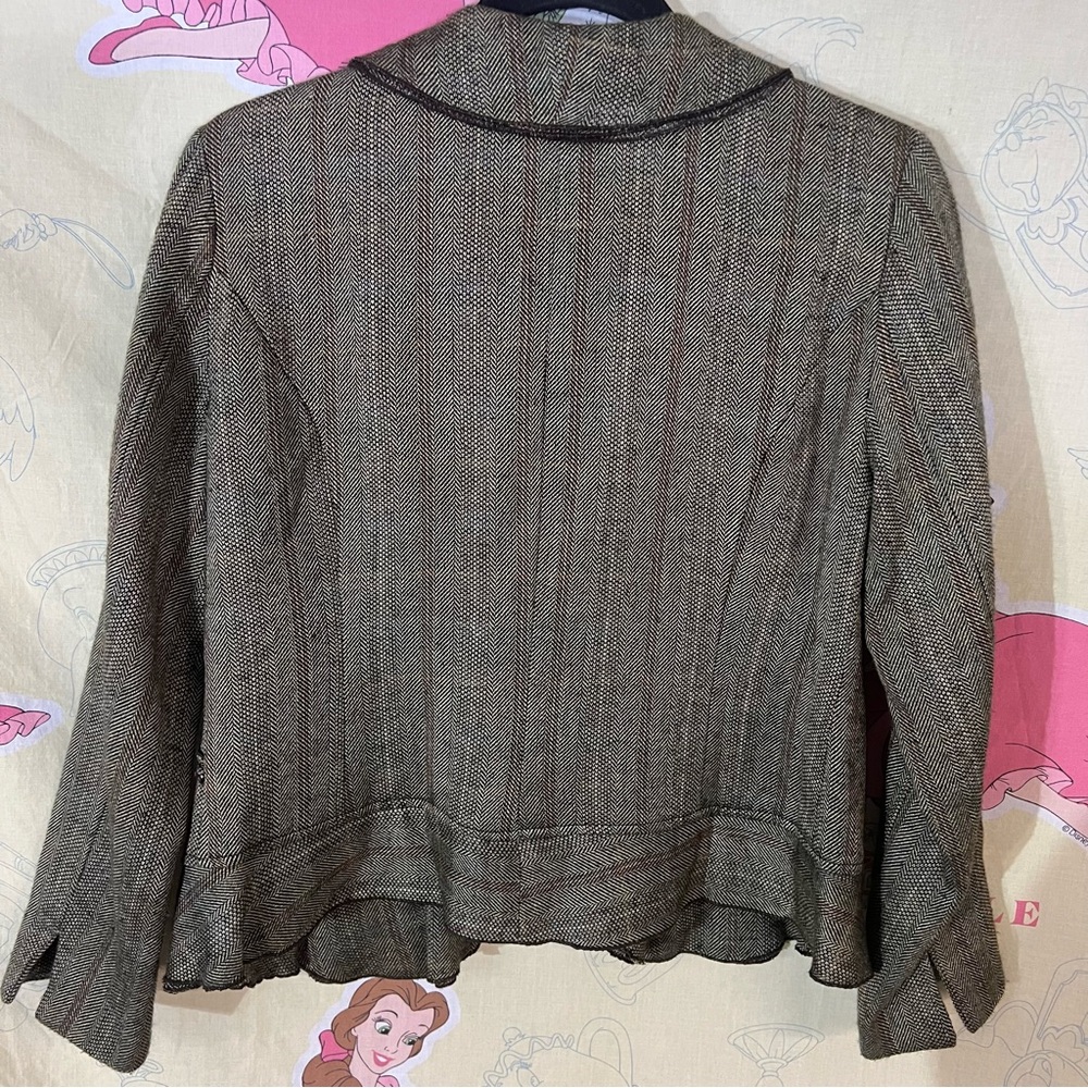 Coldwater Creek Brown Tweed Embroidered Blazer with Rust Lining - Picture 3 of 11